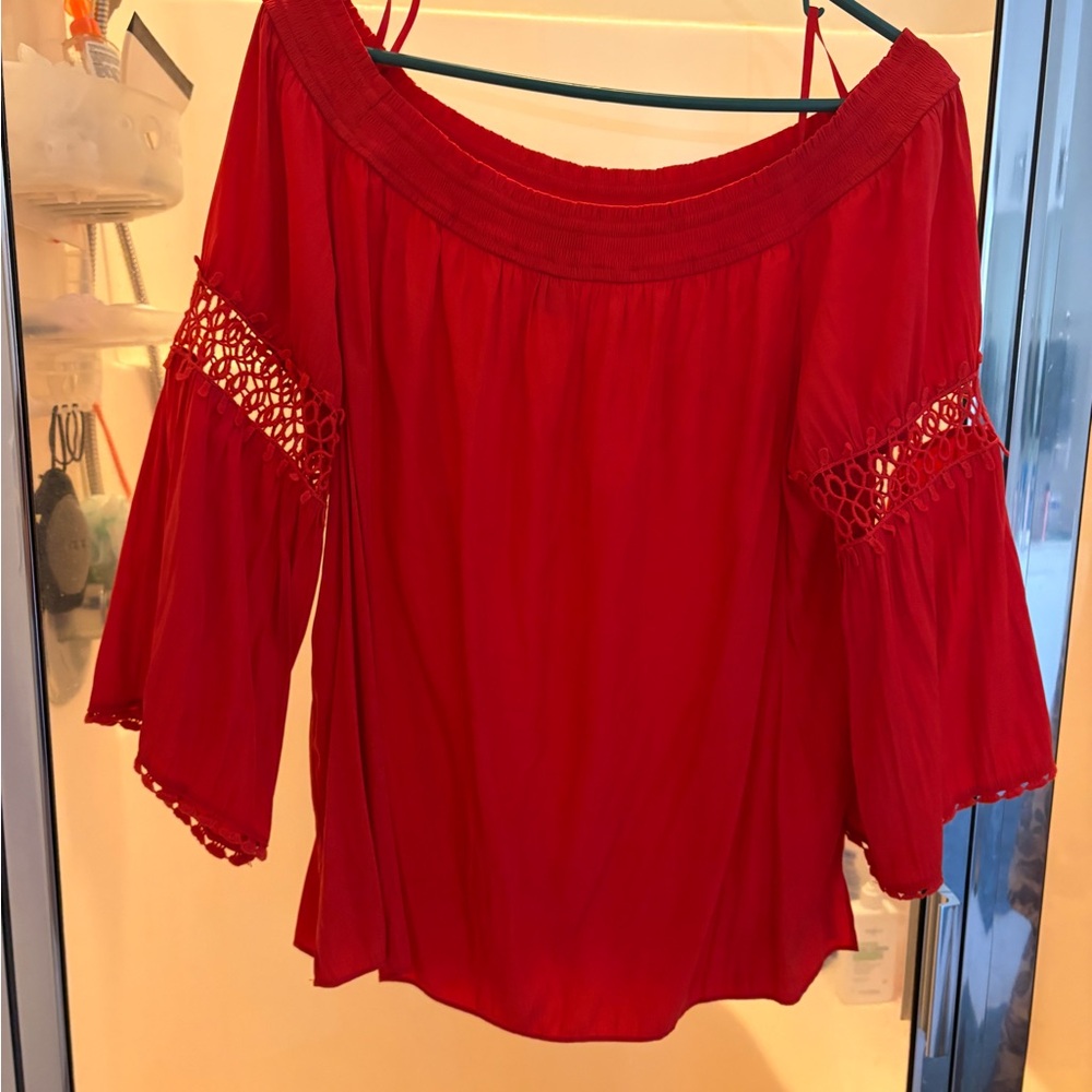 Chicos beautiful orange off the shoulder top